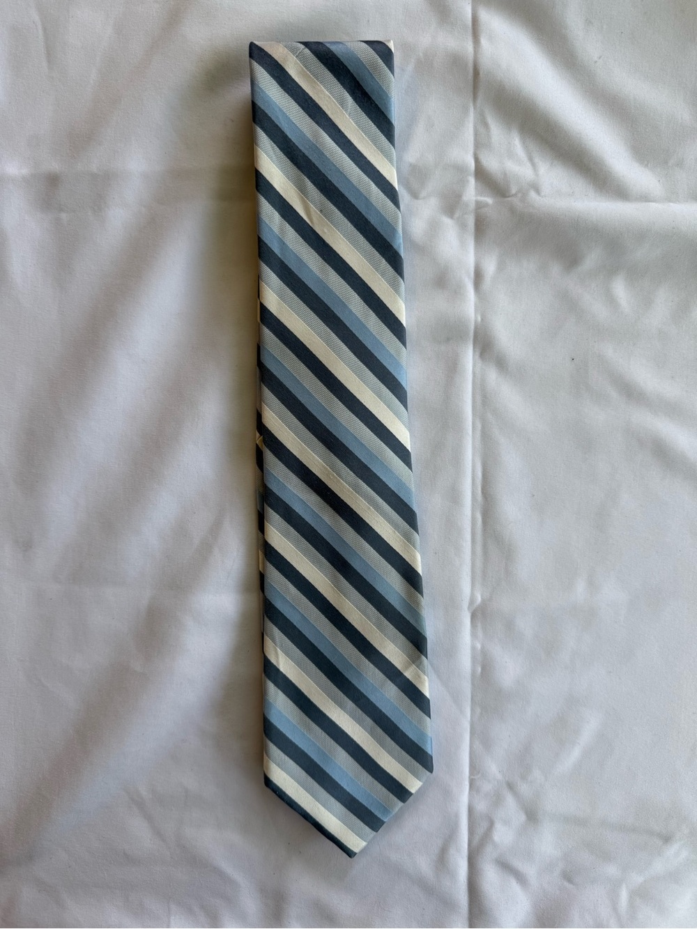 Classic Blue and White Striped Men's Tie